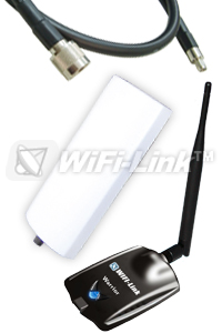 WIFI-Link Warrior  802.11b/g/n 1000mW High Power Adapter + 12dBi Panel + 7m/23ft